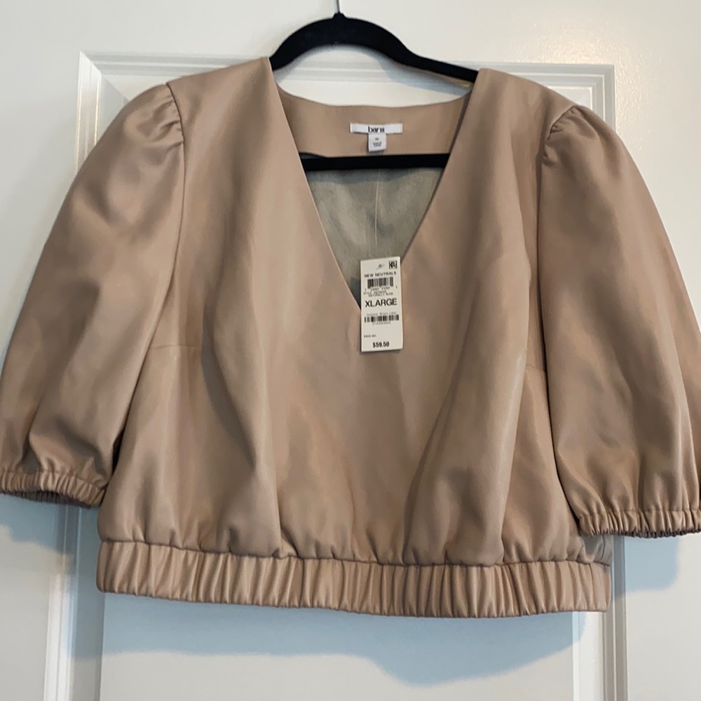 Bar III Neutral pleather top size XL. NWT